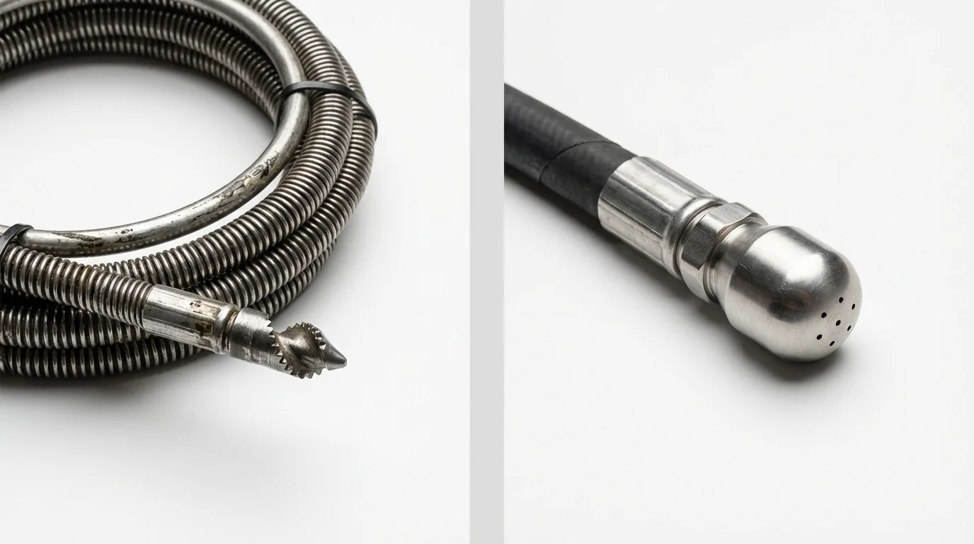 Drain snake cable and hydro jetting nozzle used for drain cleaning in Winchester, KY