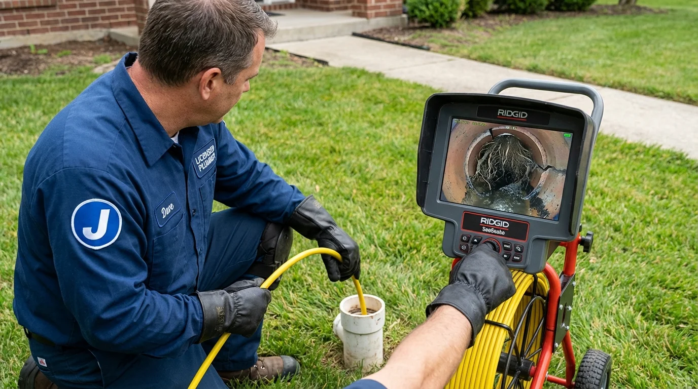 Sewer camera inspection being performed by Johns Plumbing LLC in Winchester
